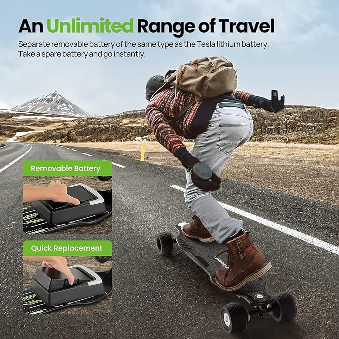 isinwheel V4/V6/V6pro/V8/V10 Electric Skateboard with Remote, 250W/450W/500W/1200W/3000W Brushless Motor, 9Mph/12Mph/30 Mph /32Mph Top Speed, Electric Longboard for Adults ＆Teens