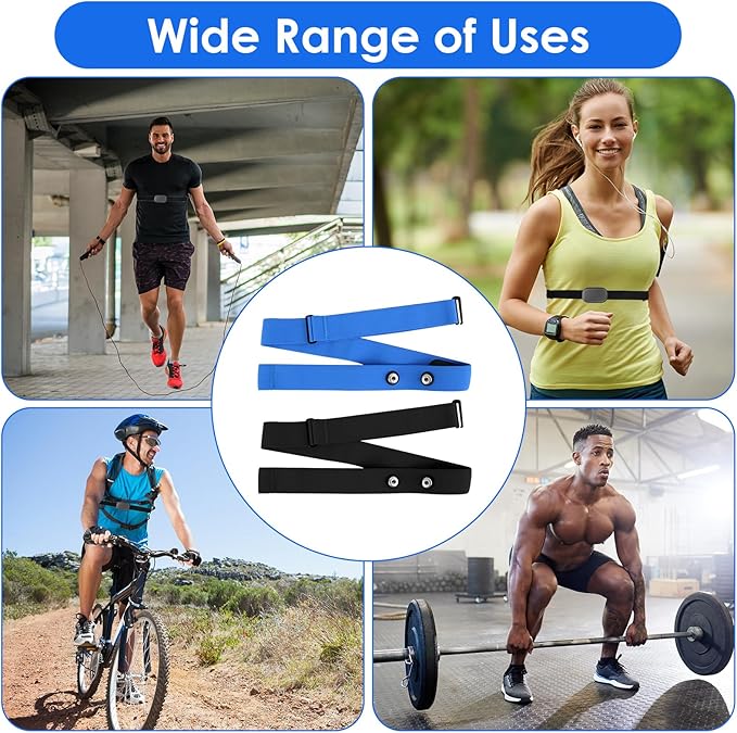 2 Pack Heart Rate Monitor Chest Strap Replacement, Adjustable Heart Rate Monitor Chest Band Compatible with H10 H9 H7, Cycling & Running Fitness Accessory for Men＆Women, Fit for Daily Training