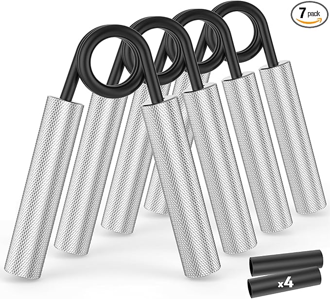 Grip Strength Trainer 7 Pack,50LB-350LB Metal Hand Grip Strengthener,Non-Slip Heavy-Duty Forearm Exerciser,Hand Gripper for Muscle Building and Hand Rehabilitation Exercising