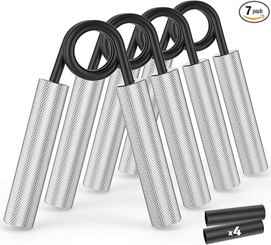 Grip Strength Trainer 7 Pack,50LB-350LB Metal Hand Grip Strengthener,Non-Slip Heavy-Duty Forearm Exerciser,Hand Gripper for Muscle Building and Hand Rehabilitation Exercising
