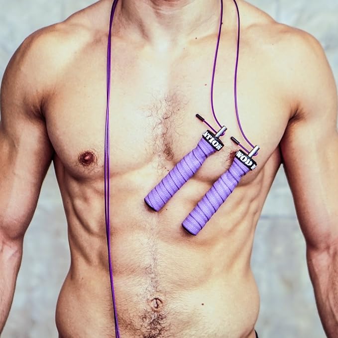 WOD Nation Attack Speed Jump Rope : Adjustable Jumping Ropes : Unique Two Cable Skipping Workout System : One Thick and One Light 11 Foot Cable : Perfect for Double Unders : Men and Women