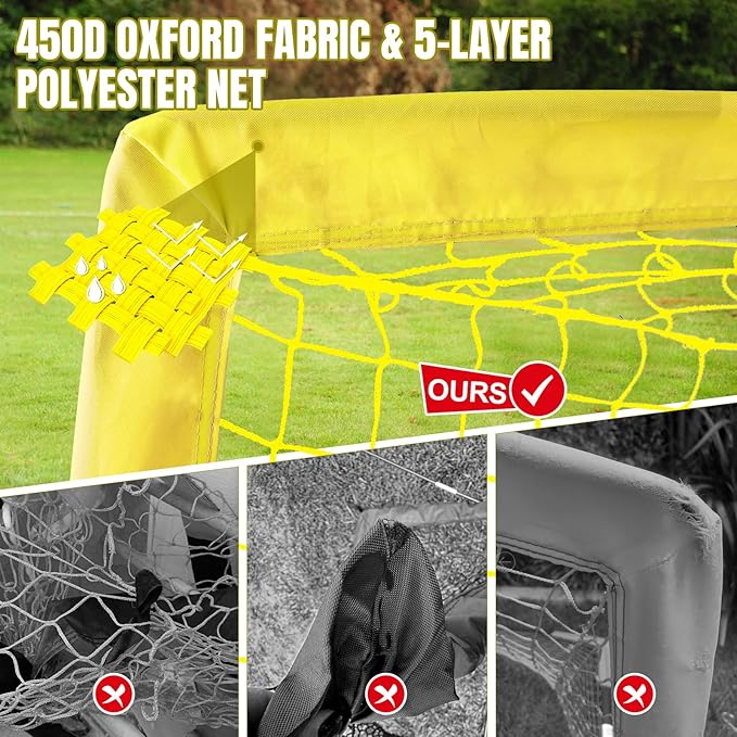 Kids Soccer Goals for Backyard Set, Portable Toddler Soccer Goal 2 of 4x3 ft, 6x4 ft, 7x5 ft, Soccer Training Equipment, Pop Up Soccer Net Kit with Size 4 Soccer Ball, Youth Games, Outdoor Sports Play