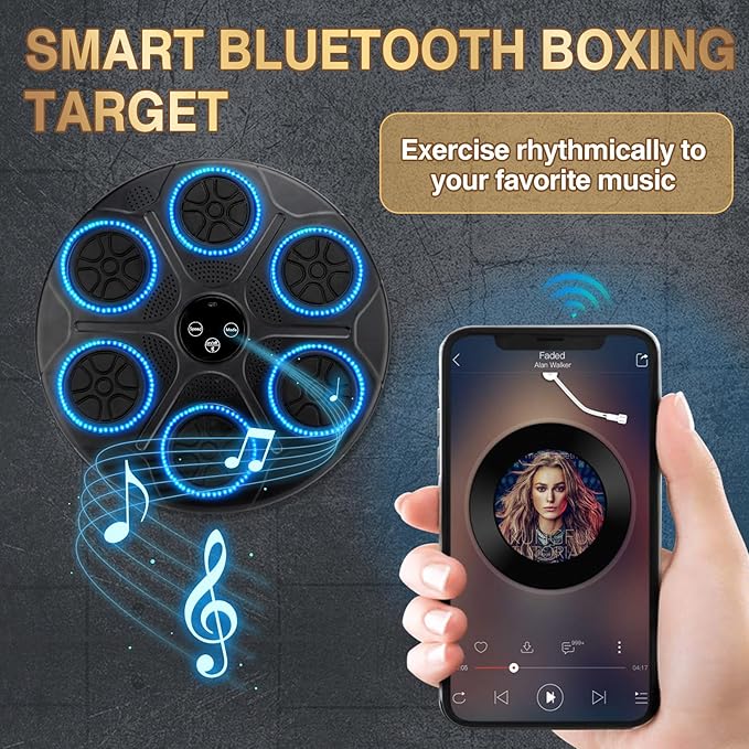 Music Boxing Machine, Smart Boxing Wall Mount Machine with Gloves, 9 Modes and 9 Speeds, Boxing Workout Equipment Target for Home, Office, Gym (Upgrade)