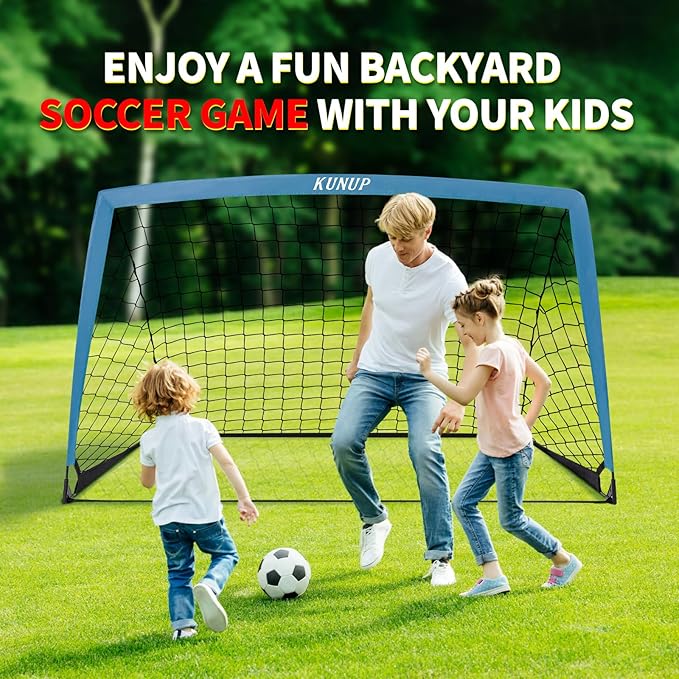 2 Pack Kids Soccer Goal for Backyard Set 9x5FT Portable Pop Up Soccer Net Training Equipment with Soccer Ball, Training Dice Mat, Cones and Carry Bag for Youth Toddler Teams Indoor Outdoor Sport Game