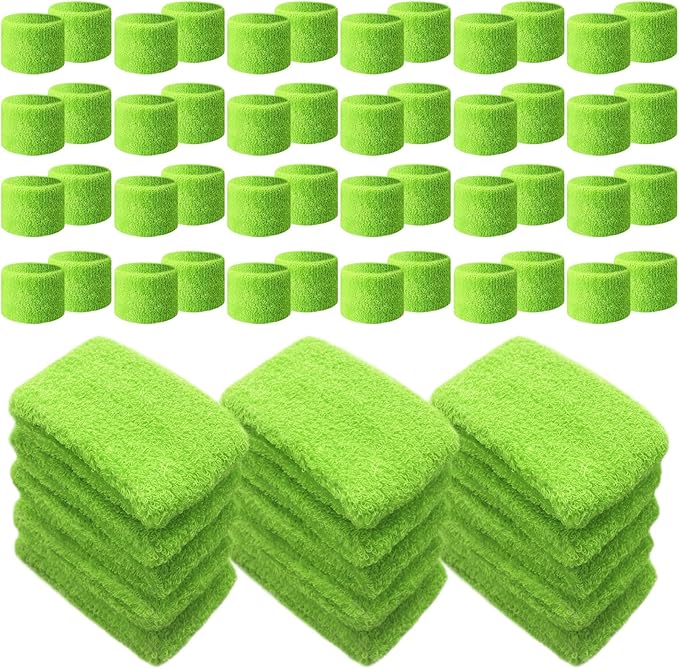 Lounsweer 72 Pcs Bulk Sports Wristbands - Sweatbands for Kids, Gifts, Party Favors, Athletics, and Fans