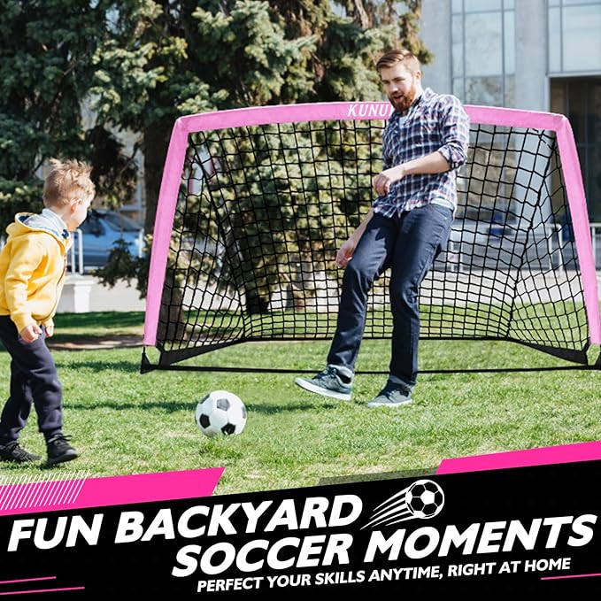 5×3 6x4 9x5 FT Portable Kids Soccer Goal for Backyard, Foldable Soccer Practice Net with Carrying Bag for Toddler Youth Adult Pop Up Soccer Training Equipment Indoor and Outdoor Sports Game