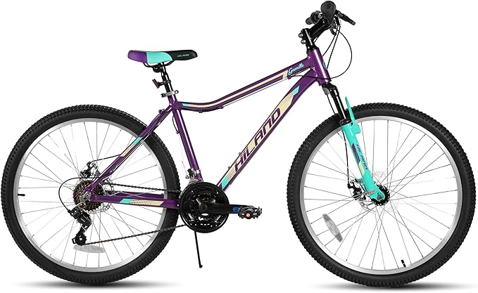 HILAND 20 Inch 26 Inch Mountain Bike for Women Girl, Lock-Out Suspension Fork, Aluminum Frame, Adult Ladies Mens MTB Bicycle