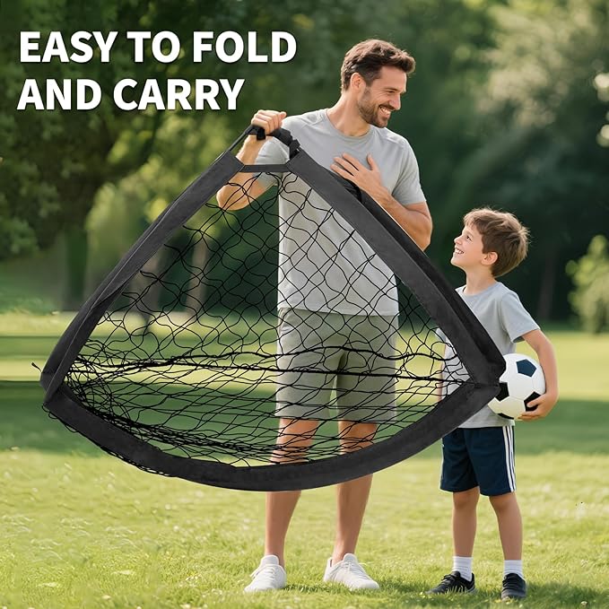 2 Pack Kids Soccer Goal for Backyard Set 6x4FT Portable Pop Up Soccer Net Training Equipment with Soccer Ball, Training Dice Mat, Cones and Carry Bag for Youth Toddler Teams Indoor Outdoor Sport Game
