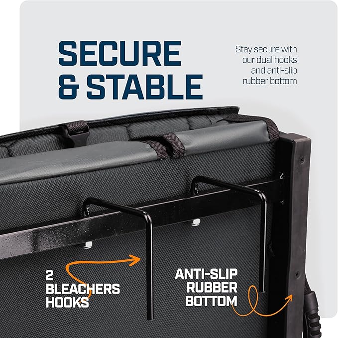 Folding Reclining Stadium Seats with Back Support for Bleachers, Bleacher Chairs with Back and Cushion Seating for Football, Camping Chair, Kayak Seat, Canoe, Paddle Board, Concerts, & Sports Events