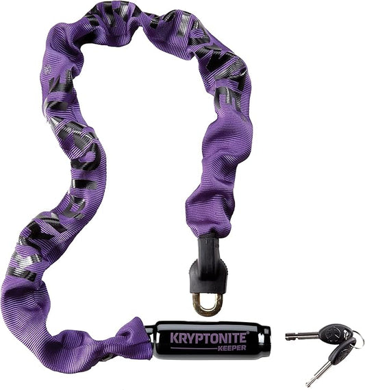Kryptonite Keeper 785 Bike Chain Lock, 2.8 Feet Long Heavy Duty Anti-Theft Bicycle Chain Lock with Keys for Bike, Motorcycle, Scooter, Bicycle, Door, Gate, Fence,Purple