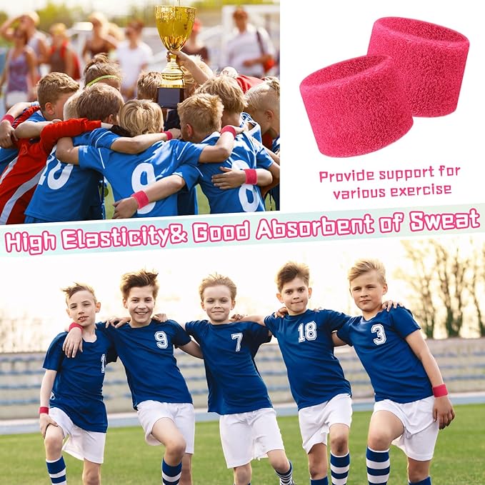 Lounsweer 72 Pcs Bulk Sports Wristbands - Sweatbands for Kids, Gifts, Party Favors, Athletics, and Fans