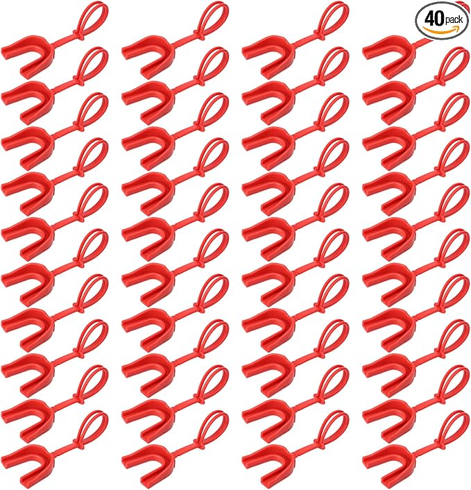 Seematn 40 Pcs Strapped Mouth Guard Bulk Football Mouthguard with Strap Youth Boxing Sports Mouthpieces Adult Mouthguard for Basketball Lacrosse Hockey Wrestling (Red)