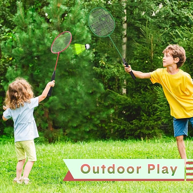 12 Pack Badminton Rackets Set Including Rackets, Nylon Shuttlecocks and Carry Bag for Outdoor Backyard Games Beginners