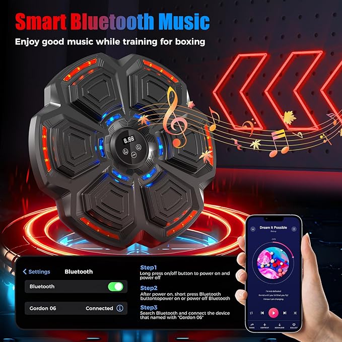 Music Boxing Machine for Adults,Smart Boxing Training Machine,Wall Target Punching Workout for Kids,Reflex Training Suitable for Home,Office,Gym,Fun Fitness Equipment