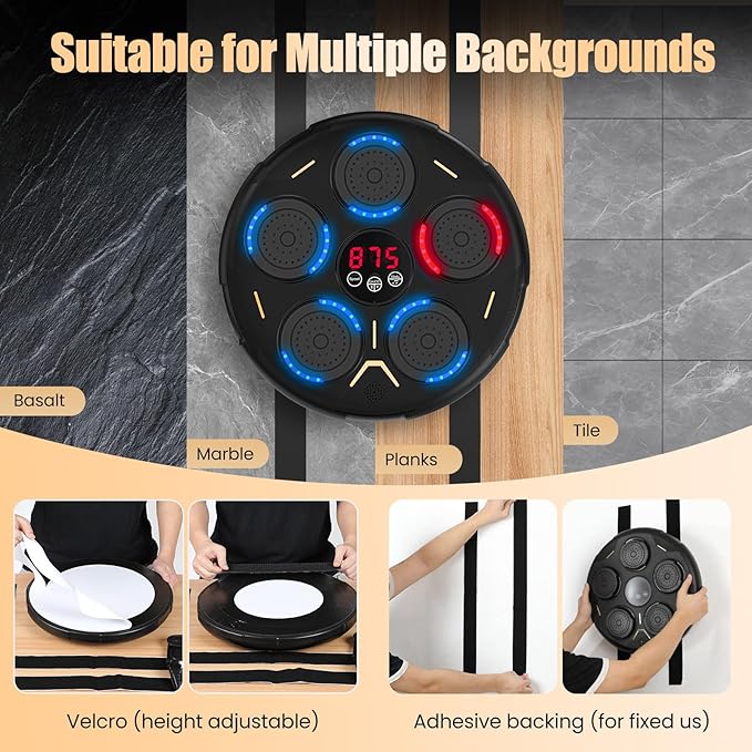 Music Boxing Machine with Gloves, Smart Bluetooth Wall Mounted Boxing Equipment for Family Workout, Home Gym, Office & Kids Exercise, Gifts for Smart Kids