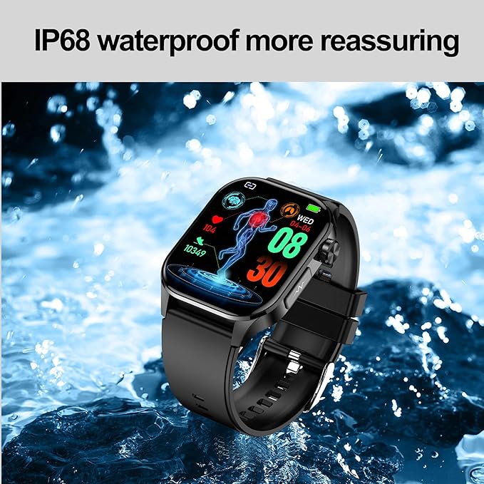 Smart Watch for Men Women, 2.04" AMOLED Color Screen, 24/7 Heart Rate, Blood Oxygen, Blood Pressure, Sleep and Stress Health Monitor, Blood and Body Composition Insights, 150 Sports Modes (Black)