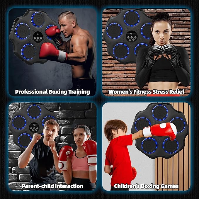 Music Boxing Machine, Family Fitness Training with Punch Sound & Beat Sync, Bluetooth Wall-Mounted Smart Beat Punch Musical Boxing, Stress Relief Home Gym Equipment for All Ages, 9 Modes & 9 Speeds