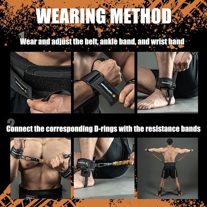 MANUEKLEAR Shadow Boxing Resistance Bands for MMA and Martial Arts, Three Resistance Levels of Full Body Resistance Bands for Boxing Fitness to Enhance Speed and Power