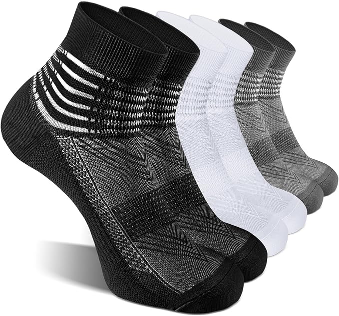 IRAMY Compression Ankle Support Socks Coolmax Wicking Cushioned Athletic Plantar Fasciitis Relief Men Women 2/3/6 Pairs
