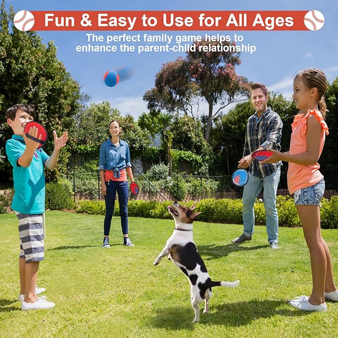 Toss and Catch Ball Game, Kids Toddler Baseball Glove & Catch Ball Toys, Kids Outdoor Games for Family, Toys for Beach Pool Yard Outside, Birthday Gift for Ages 3 4 5 6 7 8-12 (Blue-2 Pack)
