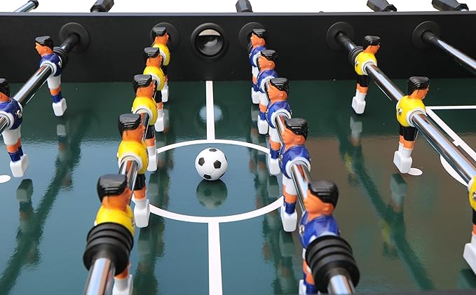  ﻿ 55'' Foosball Table, Home Arcade Table Soccer with Adjustable Legs&Heavy-Duty Bracket | Equipped with 4 Balls+2 Cup Holders | Multifunctional Football Table for Home Bar and Game Room