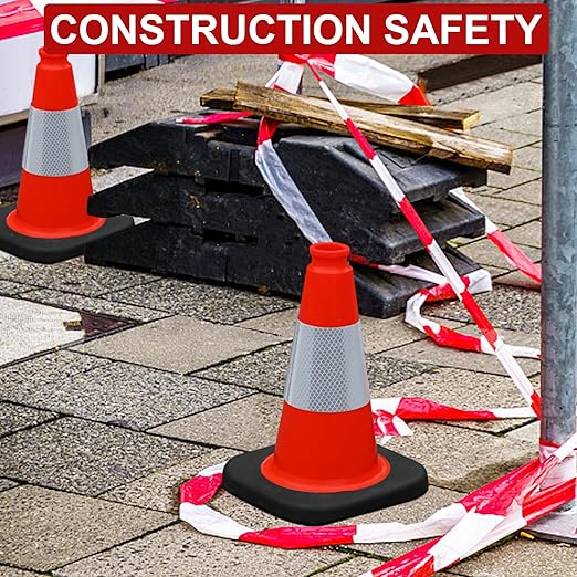 OrangeStar 12" Traffic Cones 6-Pack, Orange Safety Cones with Reflective Collar, Heavy Duty Base for Driving Practice, Parking Lots, Roadwork, Construction | Indoor & Outdoor Use