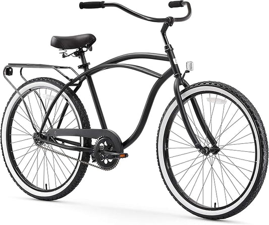 sixthreezero Around The Block Men's Beach Cruiser Bike, Hybrid Bicycle with Rear Rack