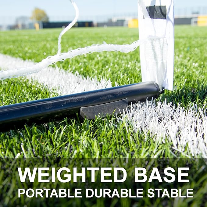 QUICKPLAY Kickster Elite Portable Soccer Goal | Integrated Weighted Base for Training on Turf, Hard Floors or Grass | Sizes 5x3', 6x4', 12x6', 16x7', & 3x2M [Single Goal]