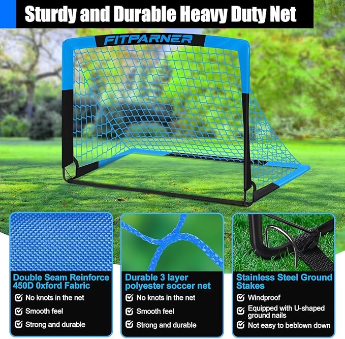 Kids Soccer Goals for Backyard Set - 2 Pack of Portable Pop Up Soccer Nets with Ball,Cones,Complete Training Equipment Kit for Toddler,Youth,Kids Age 3-14,Outdoor Sports Game