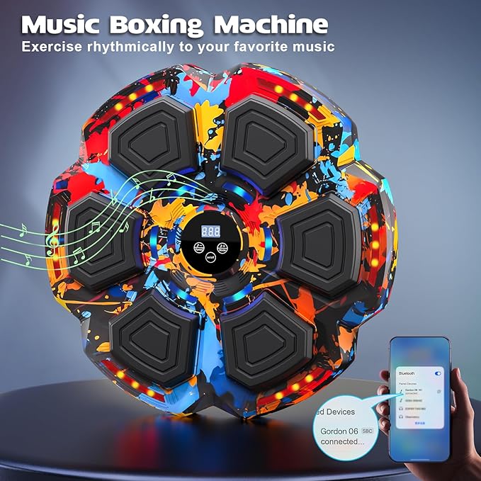 Music Boxing Machine, Smart Music Punching Machine for Adults Kids, Bluetooth Music Sync, Wall-Mounted Workout/Training Equipment with Boxing Gloves, Suitable for Home Gym Office Indoor Exercise