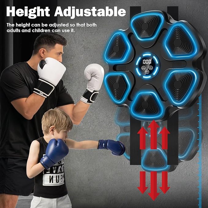 Music Boxing Machine, Large Size Music Punching Machine for Adults Kids, Interactive Boxing Target Wall Mounted with Gloves, Gift for Men, Christmas Gifts