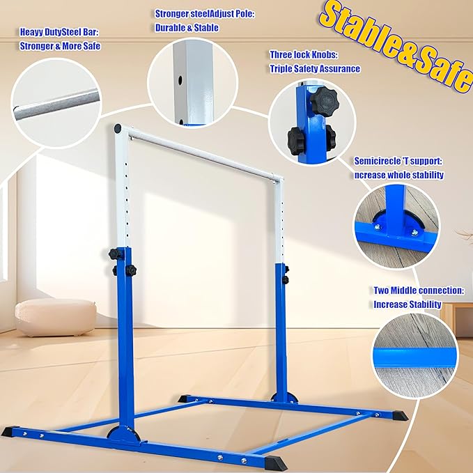 MARFULA Gymnastic Bar for Kids Gymnastic Kip Bar Horizontal Bar Gymnastic Training Equipment for Kids 3-15 Years Home and Club Use