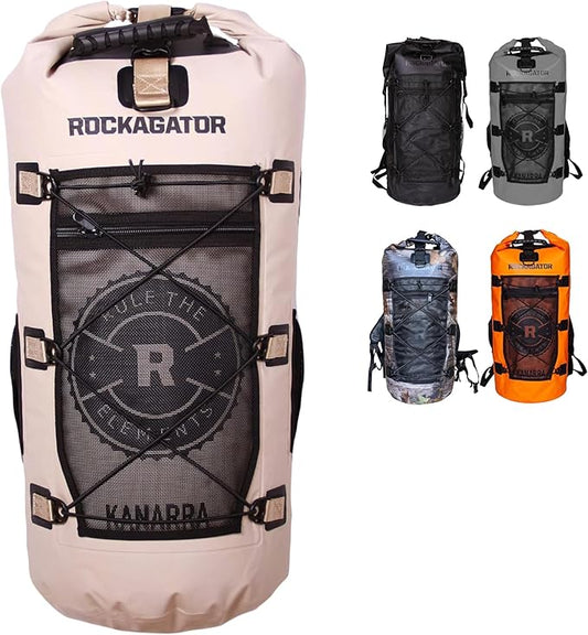 Kanarra 90L Waterproof Backpack for Camping, Hiking, Mountaineering, Backpacking, Hunting, Fishing, Canoeing, Outdoor Activities, The Wet Outdoors - Large Capacity, Roll Top Closure, Tan