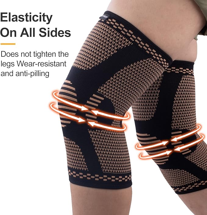 Knee Brace for Women and Men, Knee Compression Sleeve for Running, Workout, Hiking, and Fitness, Knee Brace for Arthritis Pain and Support (Pair, Black, X-Large)