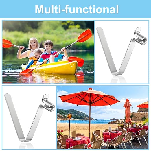 PATIKIL 8.5x5.5mm Kayak Paddle Snaps, 16 Pack Tent Pole Clips Steel V Shaped Single Pin Push Button Spring Clips Lock Tube Pole Clips for Camping Awning