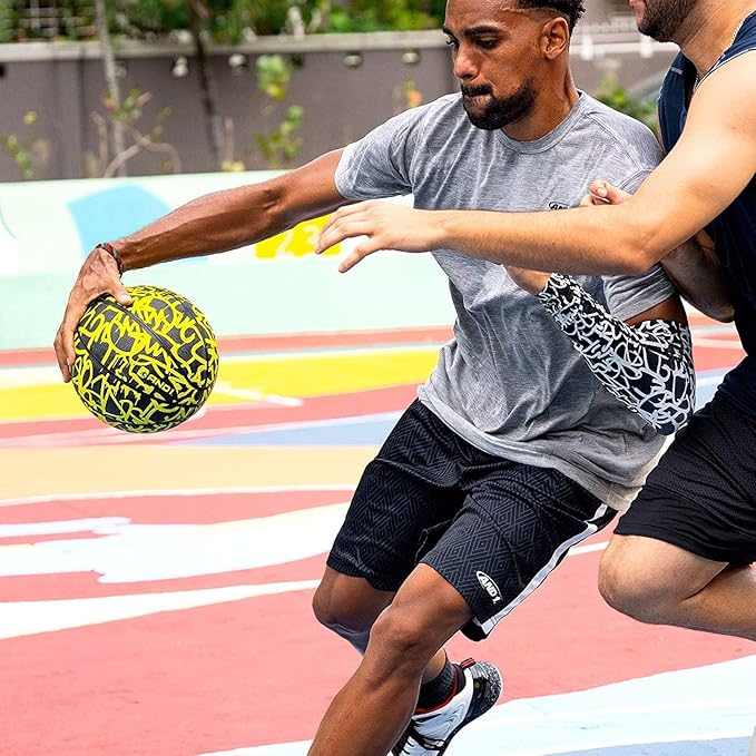 AND1 Fantom Graffiti Rubber Basketball Game Ready, 27.5 Inches, Youth Size 5, Made for Indoor and Outdoor, Sold Deflated (Pump NOT Included), Volt
