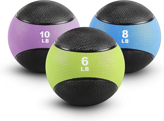 RitFit Weighted Medicine Ball - Non-Slip Rubber Shell & Dual Texture Grip - Workout Exercise Ball for Core Strength, Balance Training, Coordination Fitness - Multiple Weights & Colors