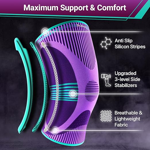 DR. BRACE ELITE Knee Brace with Size Stabilizer (2 Pack) Knee Brace for Women & Men, Workout, Sports, Daily Knee Compression Sleeve for Maximum Knee Pain Support & Fast Recovery (Galaxsis, Medium)