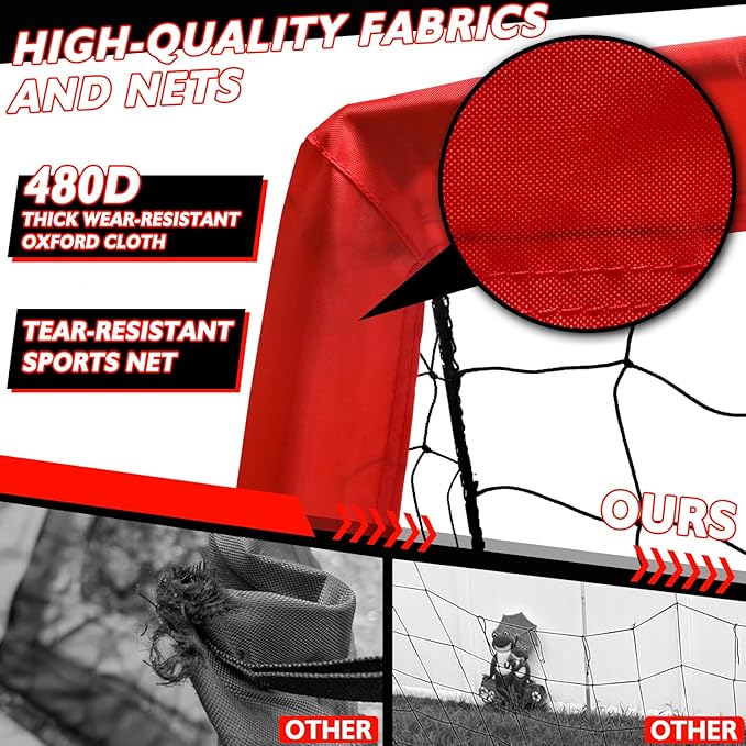 5×3 6x4 9x5 FT Portable Kids Soccer Goal for Backyard, Foldable Soccer Practice Net with Carrying Bag for Toddler Youth Adult Pop Up Soccer Training Equipment Indoor and Outdoor Sports Game