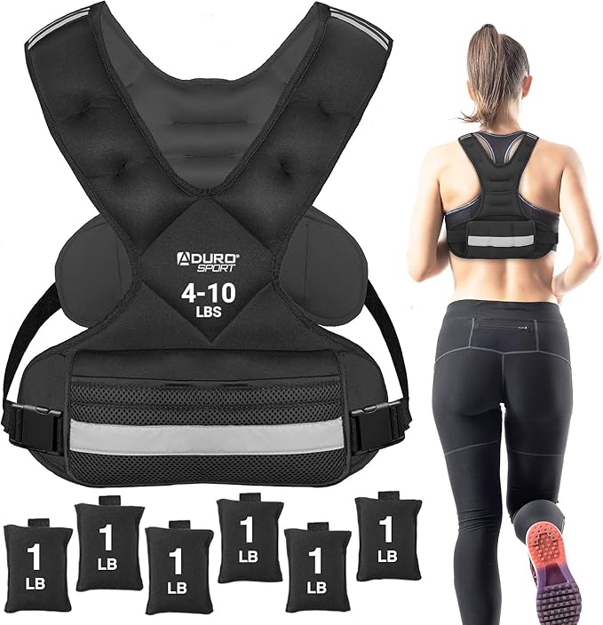 "Aduro Sport Adjustable Weighted Vest Workout Equipment, 4-10lbs/11-20lbs/20-32lbs/26-46lbs Body Weight Vest for Men, Women, Kids"