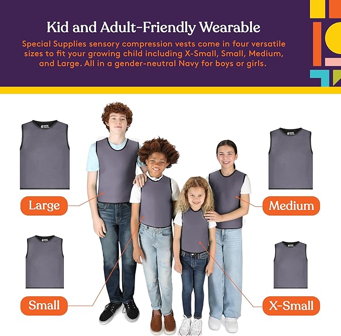 Special Supplies Sensory Compression Vest Deep Pressure Comfort (Grey, Meduim)