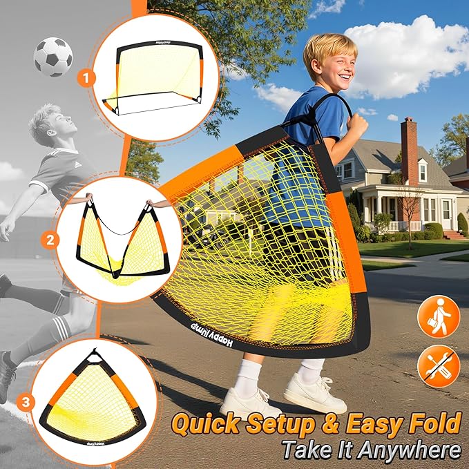 Soccer Goal 7'x5', 6.6‘x3.3', 5'x3.6', 4'x3', 3'x2.2' Soccer Net for Kids Backyard