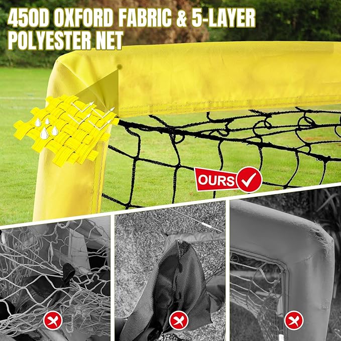 Kids Soccer Goals for Backyard Set, Portable Toddler Soccer Goal 2 of 4x3 ft, 6x4 ft, 7x5 ft, Soccer Training Equipment, Pop Up Soccer Net Kit with Size 4 Soccer Ball, Youth Games, Outdoor Sports Play