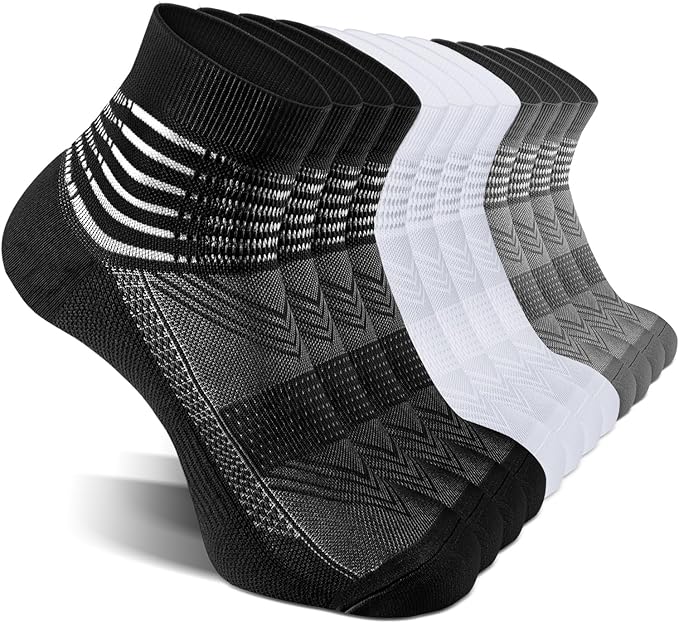 IRAMY Compression Ankle Support Socks Coolmax Wicking Cushioned Athletic Plantar Fasciitis Relief Men Women 2/3/6 Pairs