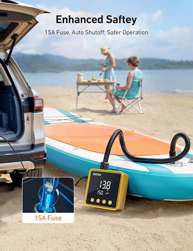 AstroAI P2 Paddle Board Pump 20PSI 12V DC Car Connector Portable,SUP Pump for Paddleboard, Air Pump with Auto-Off, Deflation Function for Paddle Board, Kayaks and Boats