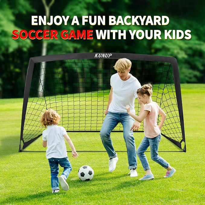 2 Pack Kids Soccer Goal for Backyard Set 6x4FT Portable Pop Up Soccer Net Training Equipment with Soccer Ball, Training Dice Mat, Cones and Carry Bag for Youth Toddler Teams Indoor Outdoor Sport Game