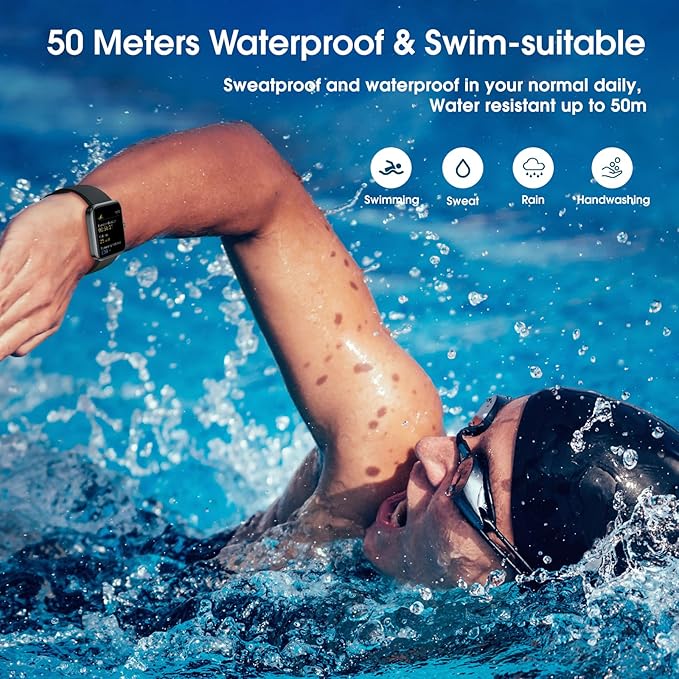 Smart Watch, Fitness Tracker with 45mm Touchcreen, Heart Rate Monitor, Blood Oxygen, Sleep Tracking Fitness Watch IP68 Waterproof Smartwatch for Women Men Compatible with Android iOS