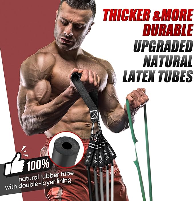 HPYGN Resistance Bands, Exercise Bands for Working Out, Workout Bands Men, Fitness Band with Handle, Door Anchor, Home Gym Equipment for Musle Training, Physical Therapy, Strength Training, Shape Body