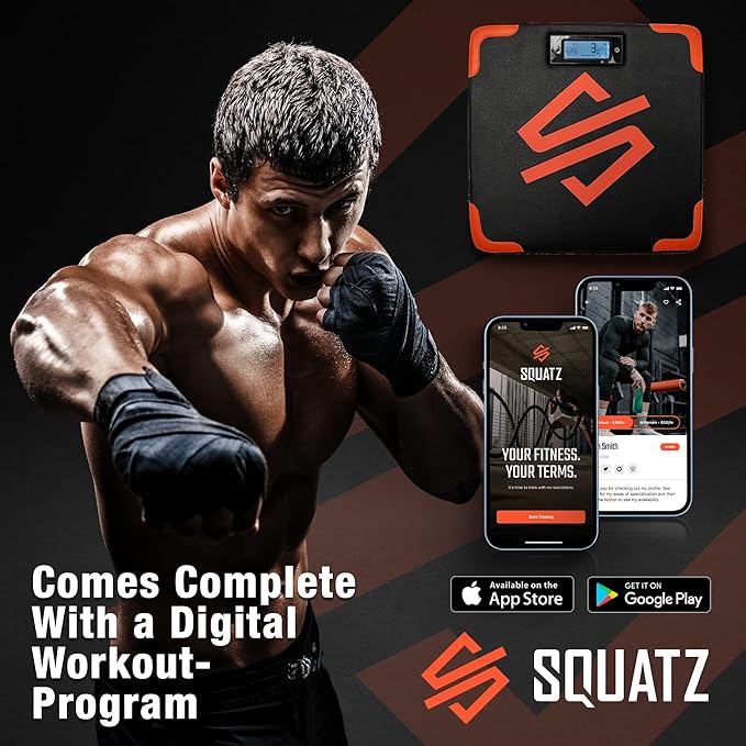 SQUATZ Portable Boxing Mat - Punching Unit with Advanced Digital Counter, Punching Mat for Strength Training, and Exercise, Automated Screen System, for Athletes and Beginners - Easy to Install