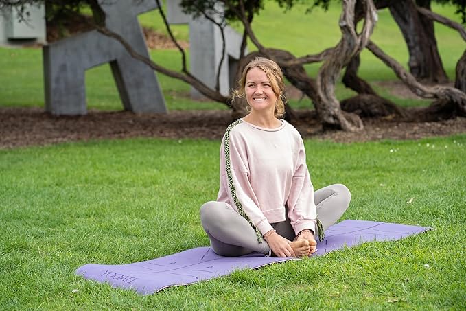 YOGATI® Non Slip Yoga Mat with Alignment Lines. Home Workout Mat for Women, Men and Kids. Thick Yoga Mats with Strap for Pilates and Fitness.